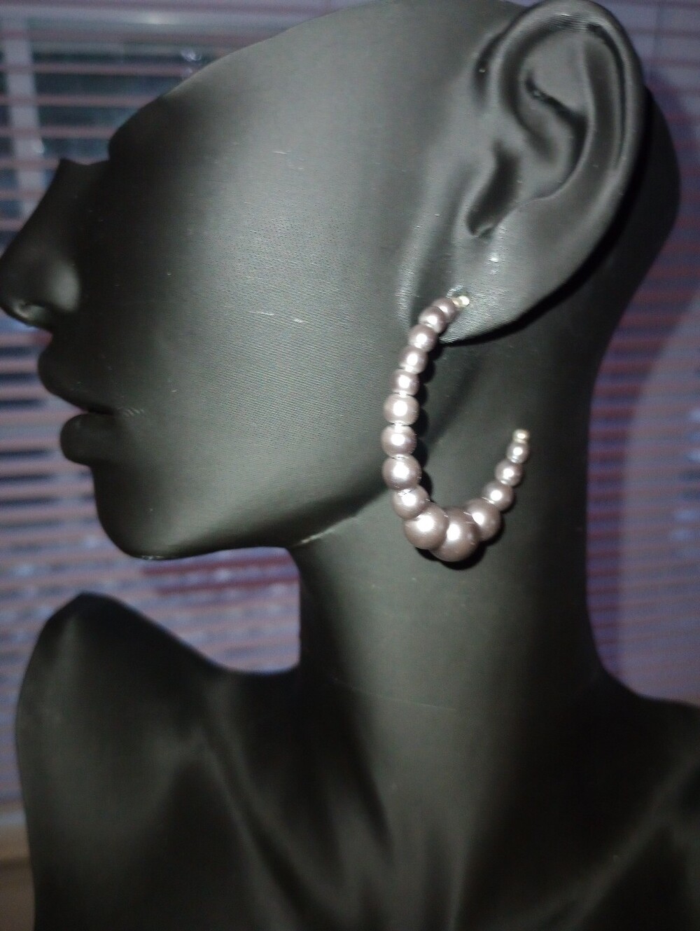 Metallic Greyfaux Pearl Hoop Earrings